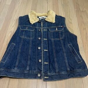Tommy Hilfiger Fur Lined Sherpa Denim Blue Jean Vest